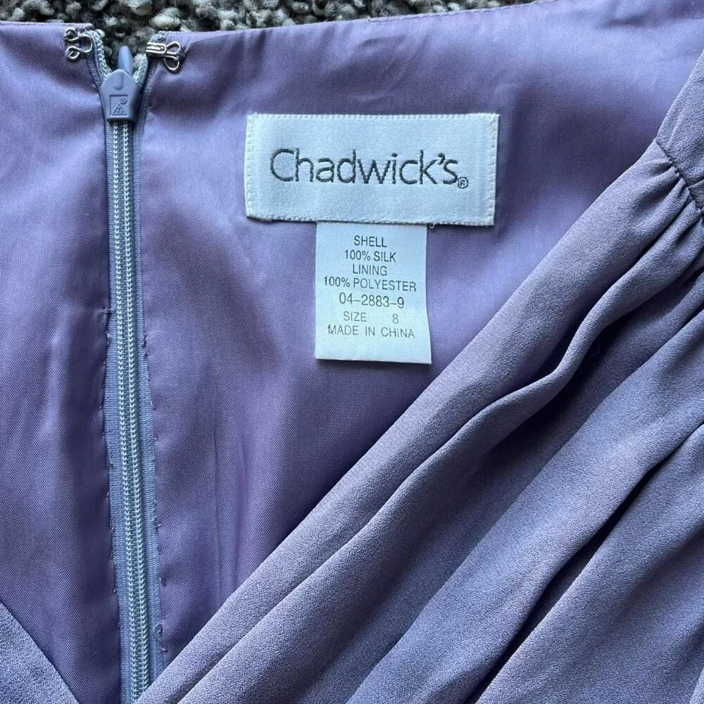 Vintage Lavender Purple Chadwicks 100% Silk 8 Maxi Prom Dress Eveningwear Formal - Picture 3 of 8